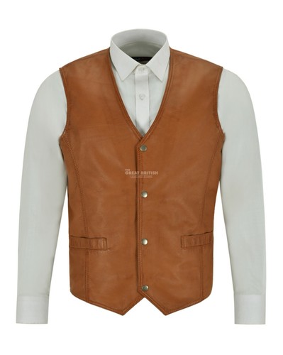 Mens leather waistcoat gilet - mens,