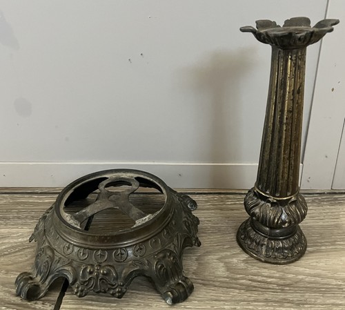 Vintage ornate cast metal lamp - ornate,