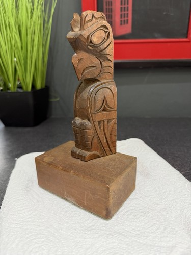 Hand carved eagle totem pole - carved,