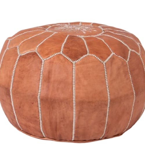 Moroccan leather pouffe - moroccan,