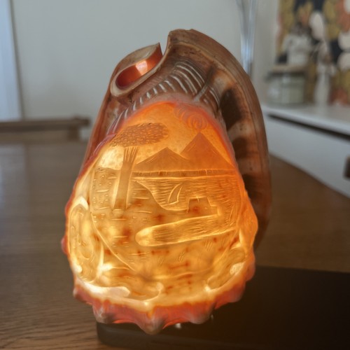 Vintage carved conch - carved,
