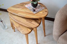 Handmade Solid Oak Nesting Table Set – Timeless Elegance, Space-Saving Design