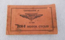 GENUINE RARE  VINTAGE BSA MOTORCYCLE 1948 PARTS CATALOGUE FREE POSTAGE