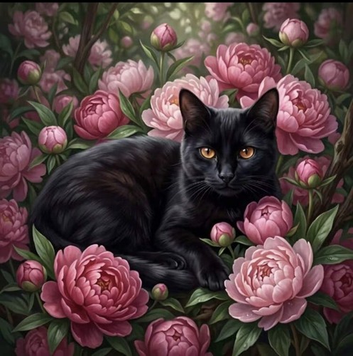 Black cat pink - black,