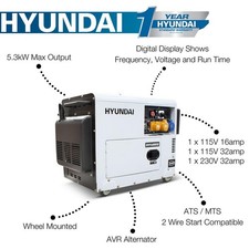 Hyundai DHY6000SE 5.2KW 6.5KVA