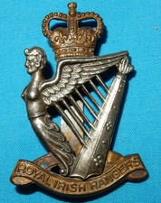 POST 1953 ROYAL IRISH RANGERS BRITISH MILITARY CAP BADGE Q/C - SLIDER - GENUINE