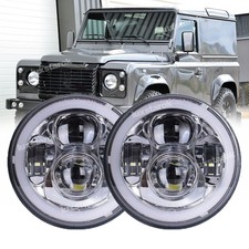 Pair 7" Round LED Head lights For Land Rover Defender VW T25 T3 Vanagon H6024