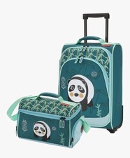 Travelite Luggage Set, Blue/Green With Panda Design