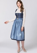 Stockerpoint Women's Dirndl Leonora Bavarian Dress Luxury 2 Piece Blue UK 6 BNWT