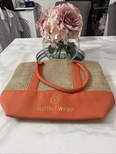Tabitha Webb tote bag with woven raffia-style & orange faux leather trim!!