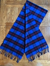 Hollister Blue Checkered Plaid Scarf Wrap • Unisex • 16x76 Inch • Logo • VGC+