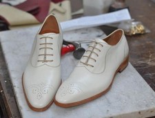 Handmade Men White dress shoes, Men white shoes Men Lace Up brogue dress shoes