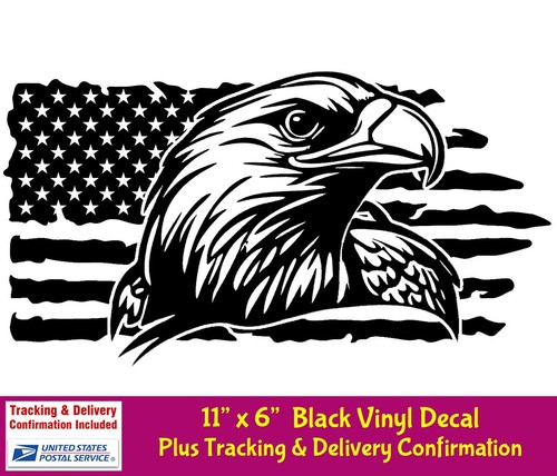 Eagle american flag black - 11",