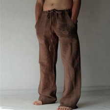 Men's Casual Cotton Linen Baggy Harem Pants Beach❤Pocket Hippy Trousers Summer