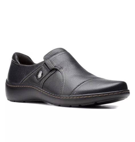 Clarks womens black leather - black,