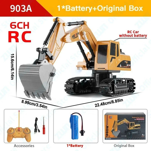 Excavator and dump truck - and,