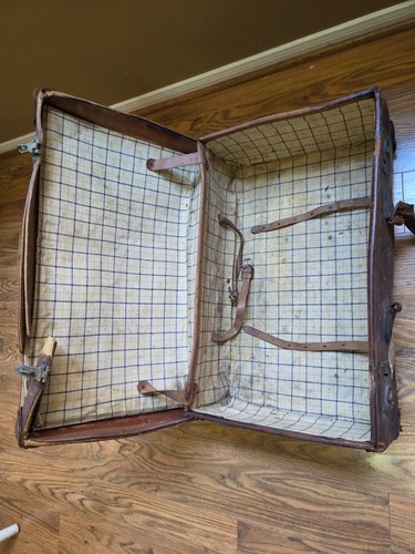 Old antique leather suitcase - leather,