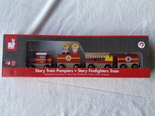 JANOD - Wooden Firefighter Train Playset (compatible with BRIO, BigJigs, ELC)