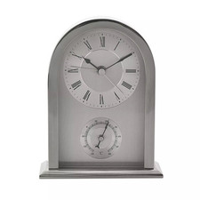 Wm.Widdop Arched Silver Aluminium Case Mantel Clock W2843