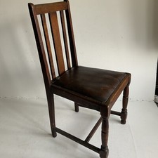 Antique Childs Chair 1940s Mid Century Dining Chair Leather Seat Childrens Size