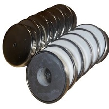 Pack Of 12!! 66mm dia x 10mm x 8mm hole Ferrite Pot Magnet, 39kg Pull! Bargain!!