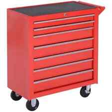 Lockable Roller Tool Storage Cabinet With 7 Draws & Four Roll Wheels In Red