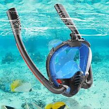 Full Face Snorkel Mask Double-Tube Dry Top Diving Mask 180°Panoramic Anti-Fog UK