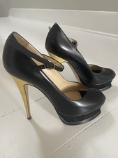 YSL Tribute Pumps Black Leather Platform Heels. Size 38 Heel 14cm Platform 3cm