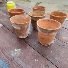6 x Vintage Clay Terracotta Hand Thrown Plant Pots 4"
