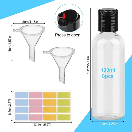8pcs 100ml travel - 100ml,