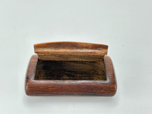 Vintage wooden treen snuff box - snuff,