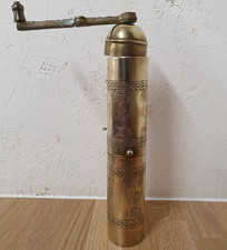 Brass Coffee Mill Grinder Antique 1920s Hand Operated, Made in Greece, 27cm Tall