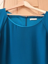Jacques very Ladies Shift Dress With Attached Chiffon Cape In Turquoise Size 14