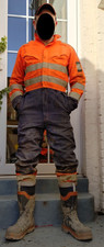 mens PORTWEST Orange & Blue Hi Vis work overalls boilersuit 40" Chest 32" Leg