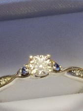 9ct white gold set saphire and diamond ring size S. H.Samuel