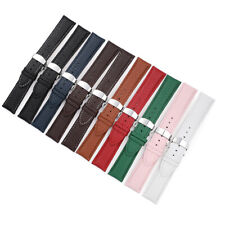 Butterfly Buckle Watch Band Deployment Clasp Genuine Leather Strap 12mm-24mm