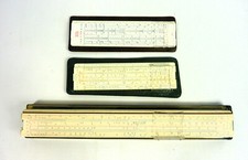 3 Vintage Cased Slide/Scale Rulers Faber Castell/Mackie