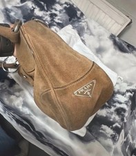 Prada Moon Vintage Bag Tan Suede Well Used vintage 2002