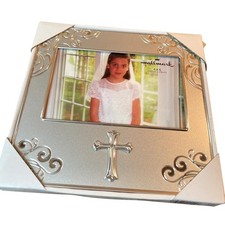 Hallmark CROSS Frame  8 x 8  3.5x5.5" opening silver color