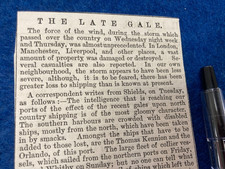 SHIPPING GALE  SHIPWRECKS ETC  LIVERPOOL NEWCASTLE  1863 ABSTRACT CUTTING 6/18CM
