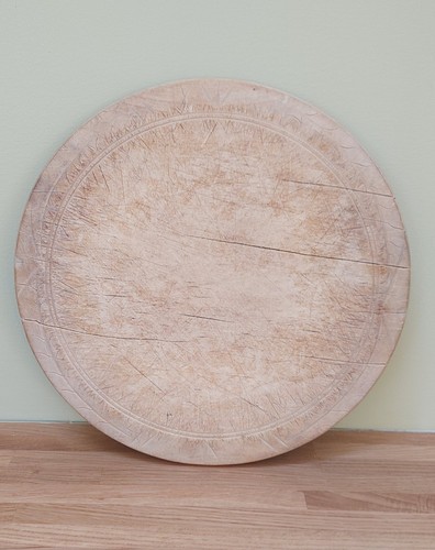 Vintage round carved - carved, wooden