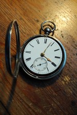 SOLID SILVER POCKET WATCH CIRCA 1865 STOP /STARTER WINDS GOOD CASE 49CM