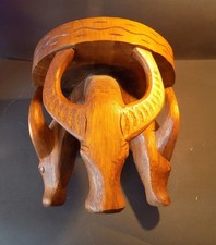 1 Vintage Philippino Hand Carved Water Buffalo  3 Legged Stool VGC