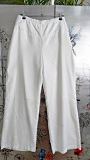 WHITE Ladies linen wide leg trousers Summer Size 16 L Holiday Quality casual