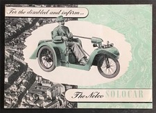 NELCO Solocar Invalid Carriage 3-Wheeled Electric Tricycle Sales Brochure c1949
