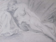 Antique Old Master Drawing, Reclining Nude c.1780