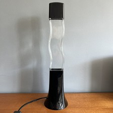 Vintage BHS Squiggle Glitter Lava Lamp Sliver And Black