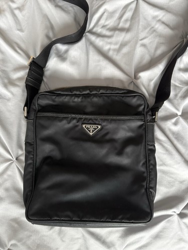 Prada black nylon crossbody - black,