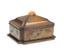 Japanese  Antimony Ware Art Deco Cigarette Box with Fish & Stylised Design c1930