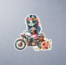 Zombie Biker Girl Car Sticker Decal - Water Bottle - Laptop - Toolbox - Zombie 3